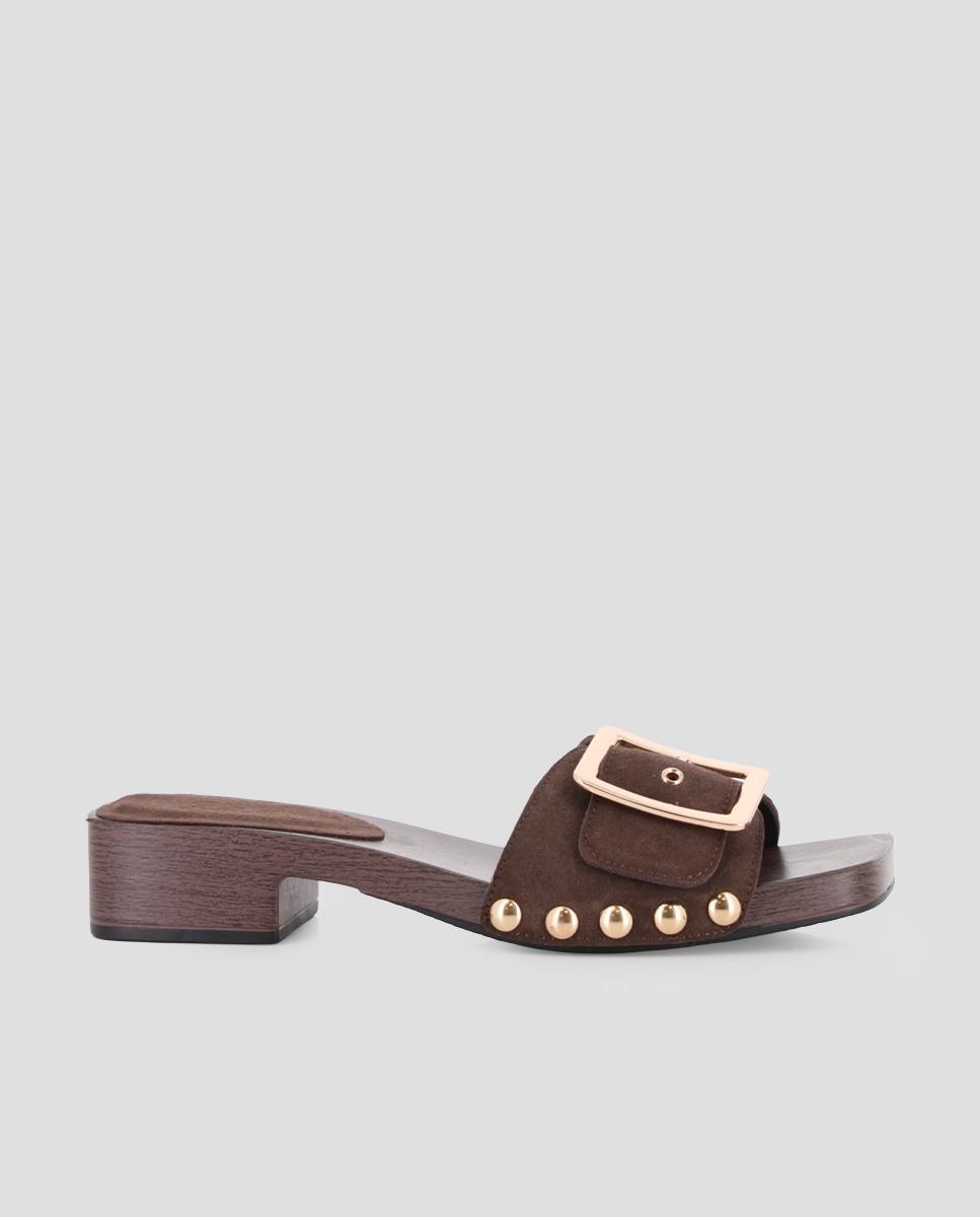 Imagem 0 de Sandálias de Tira de Salto em Pele