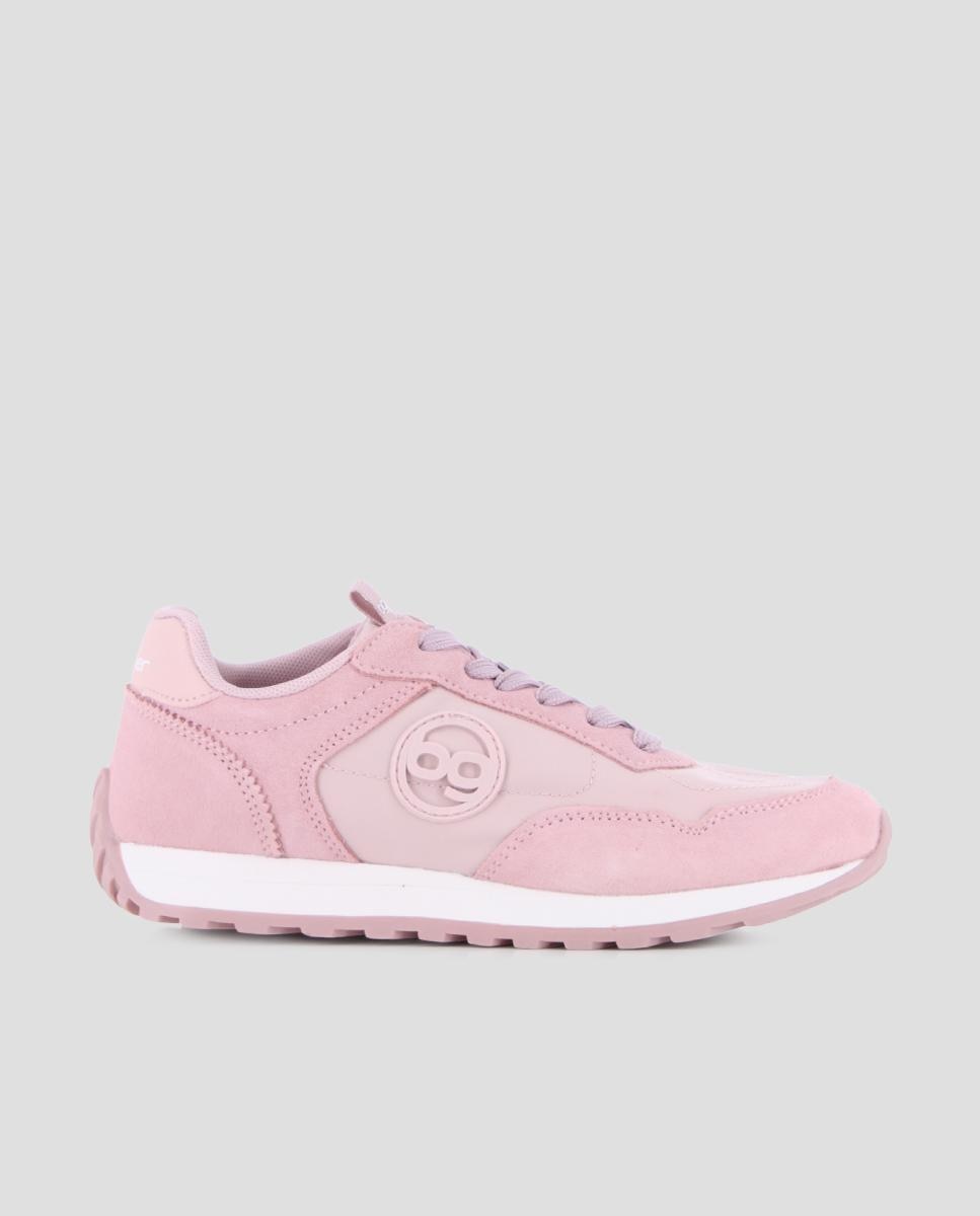 Sapatilhas Desportivas de Pele com Logo Lateral Rosa-claro-1