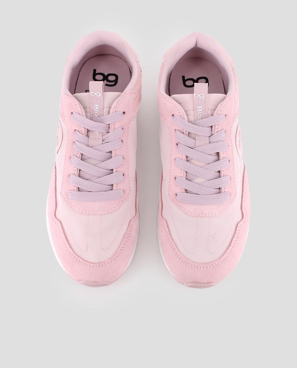 Sapatilhas Desportivas de Pele com Logo Lateral Rosa-claro-5