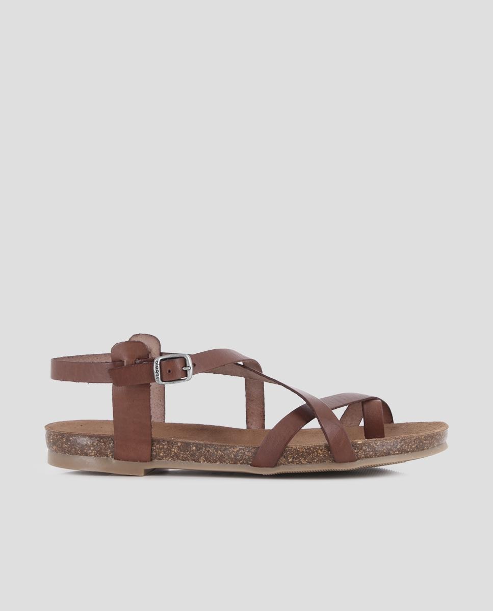 Imagem 0 de Sandálias de Tiras em Pele com Fecho de Fivela