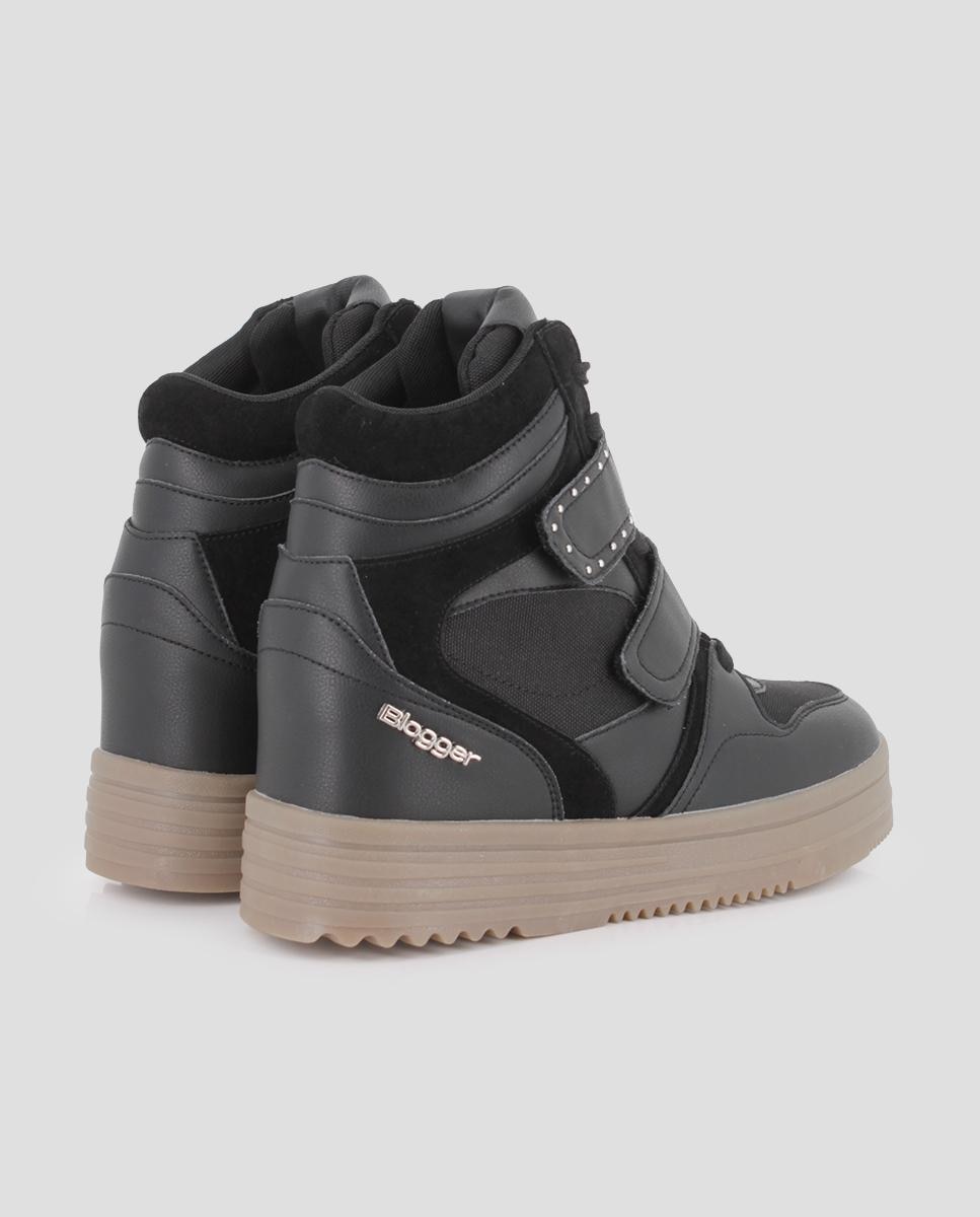 Sapatilhas Altas Violet com Atacadores e Velcro Preto-3
