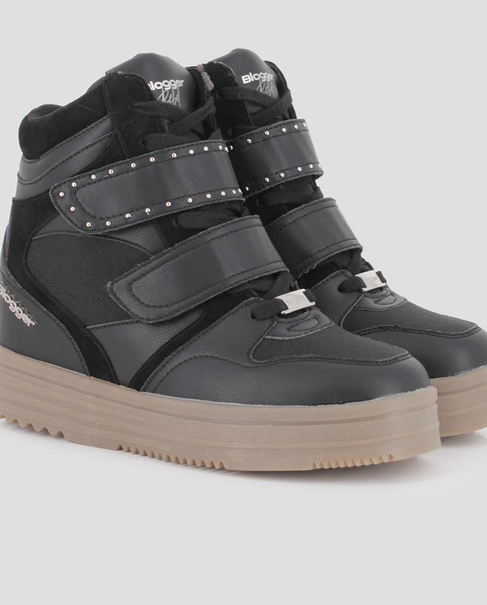 Sapatilhas Altas Violet com Atacadores e Velcro Preto-4