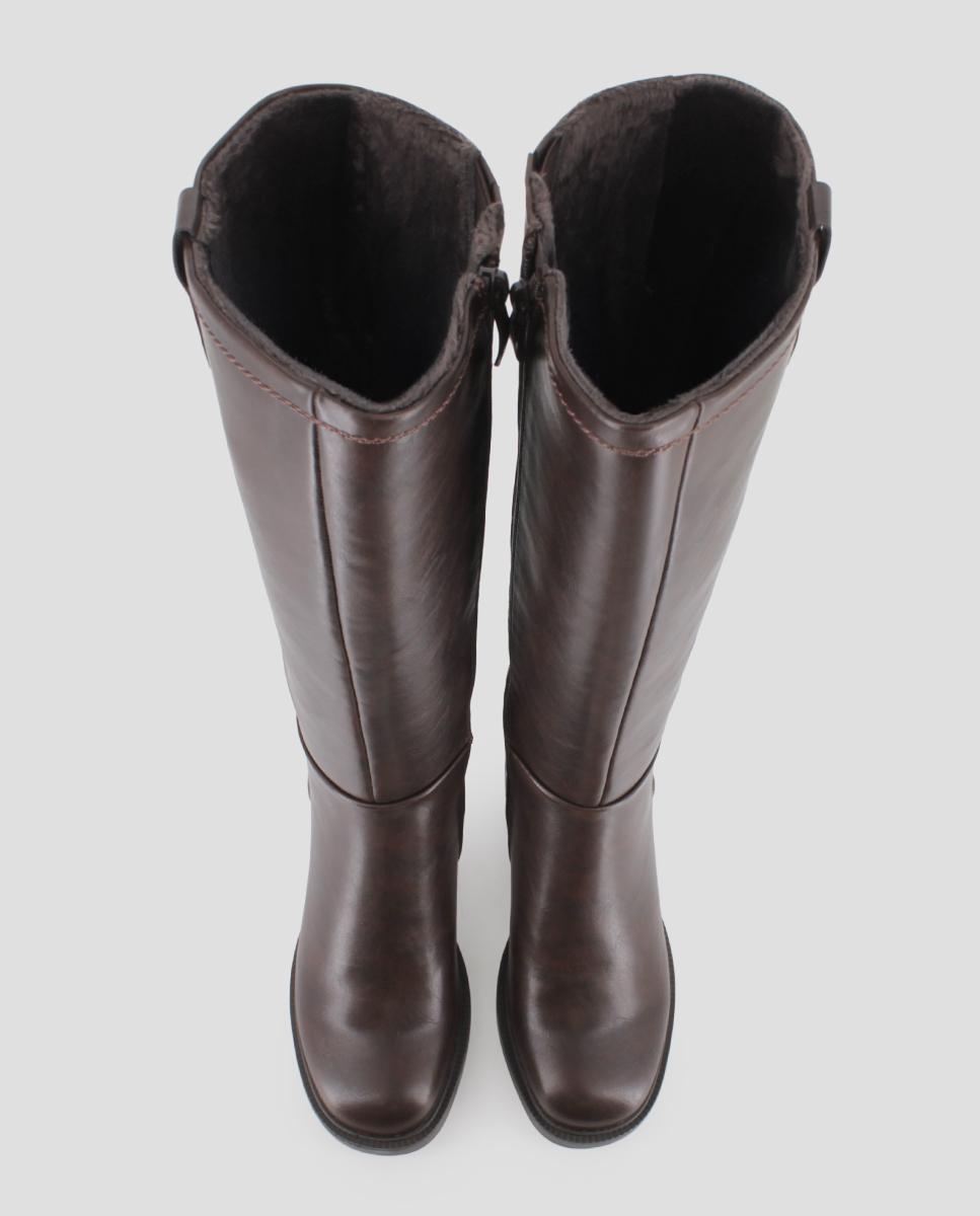 Botas Altas Jade com Tacão Largo Castanho-5
