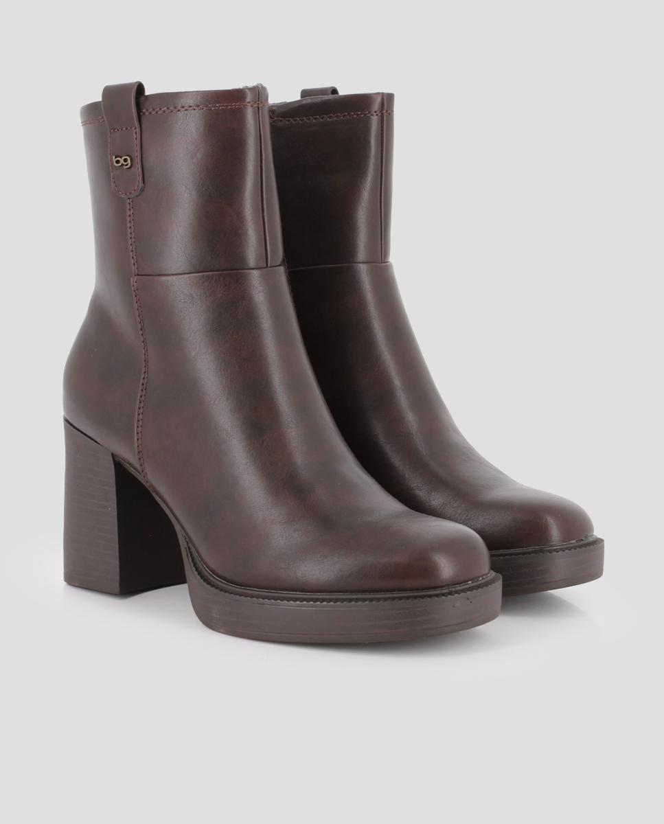 Botins Jadie com Salto Alto Castanho-2