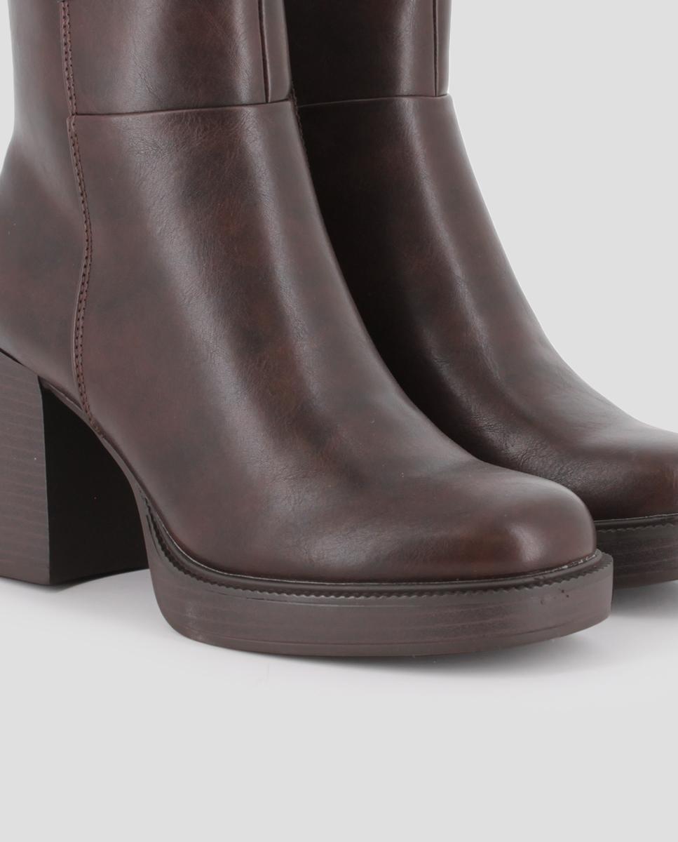 Botins Jadie com Salto Alto Castanho-4