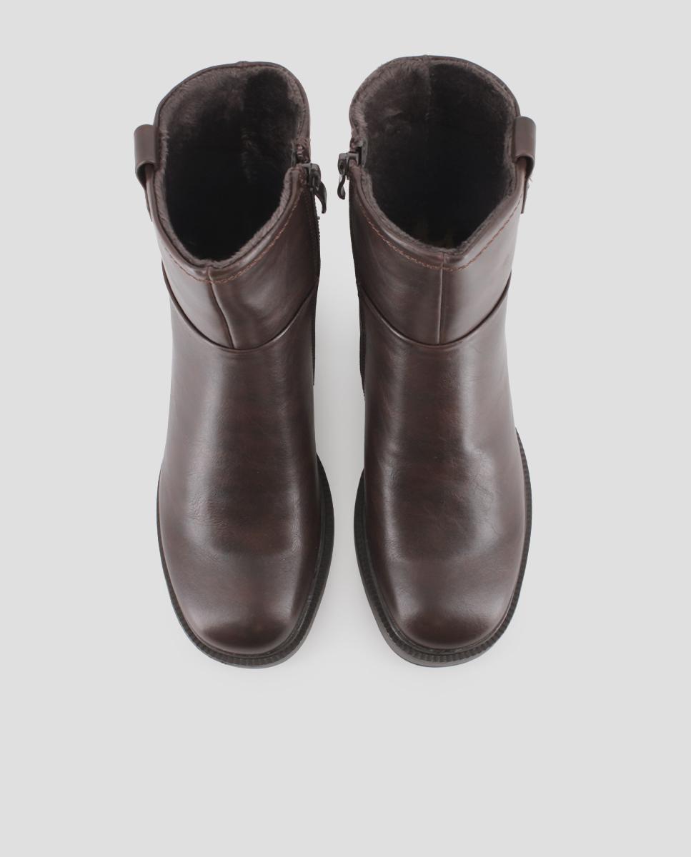 Botins Jadie com Salto Alto Castanho-5