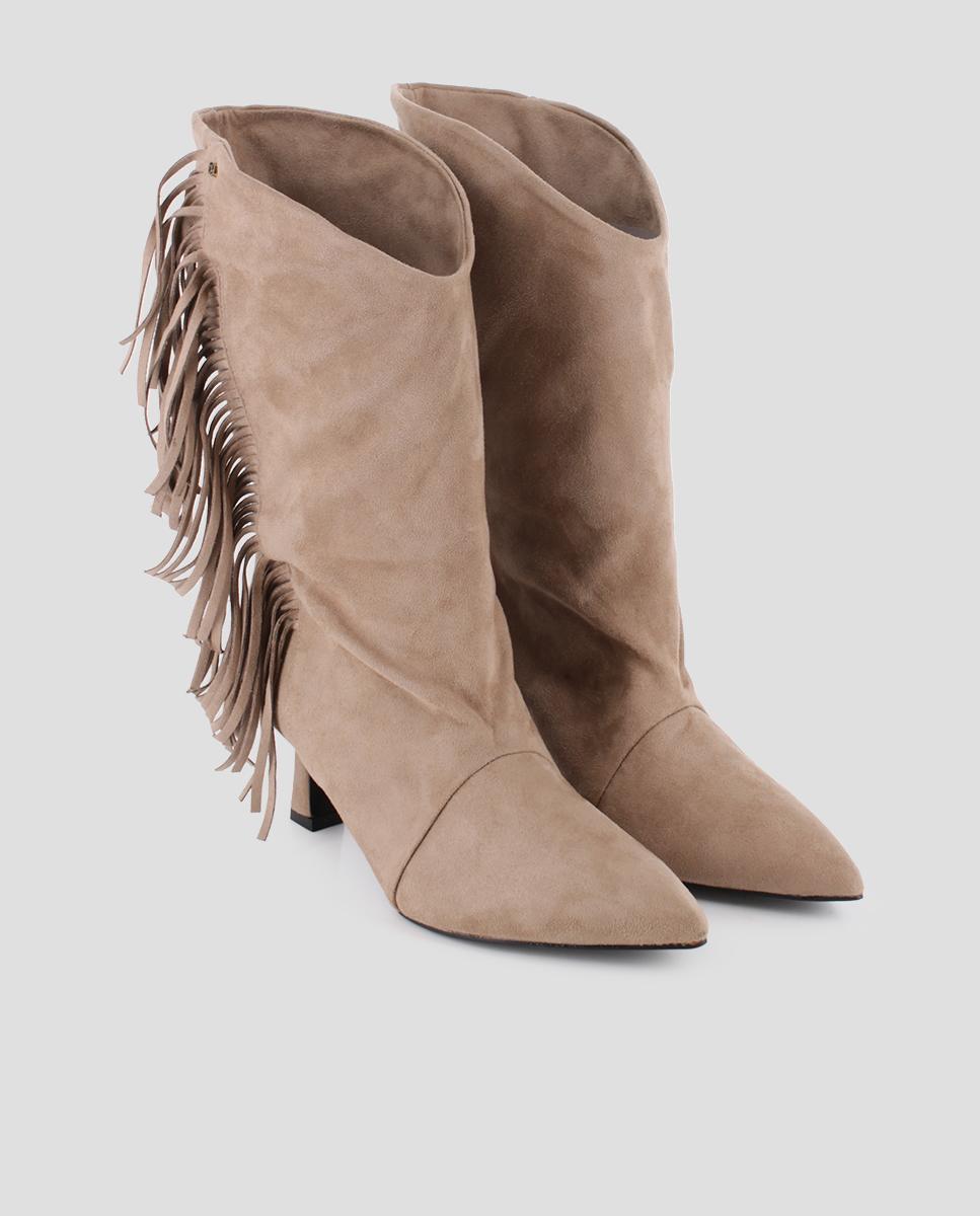 Botins Aretha de Salto com Franjas Camel-2