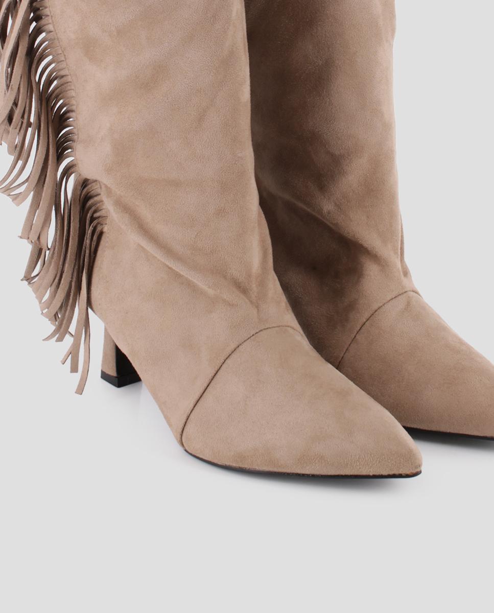 Botins Aretha de Salto com Franjas Camel-4