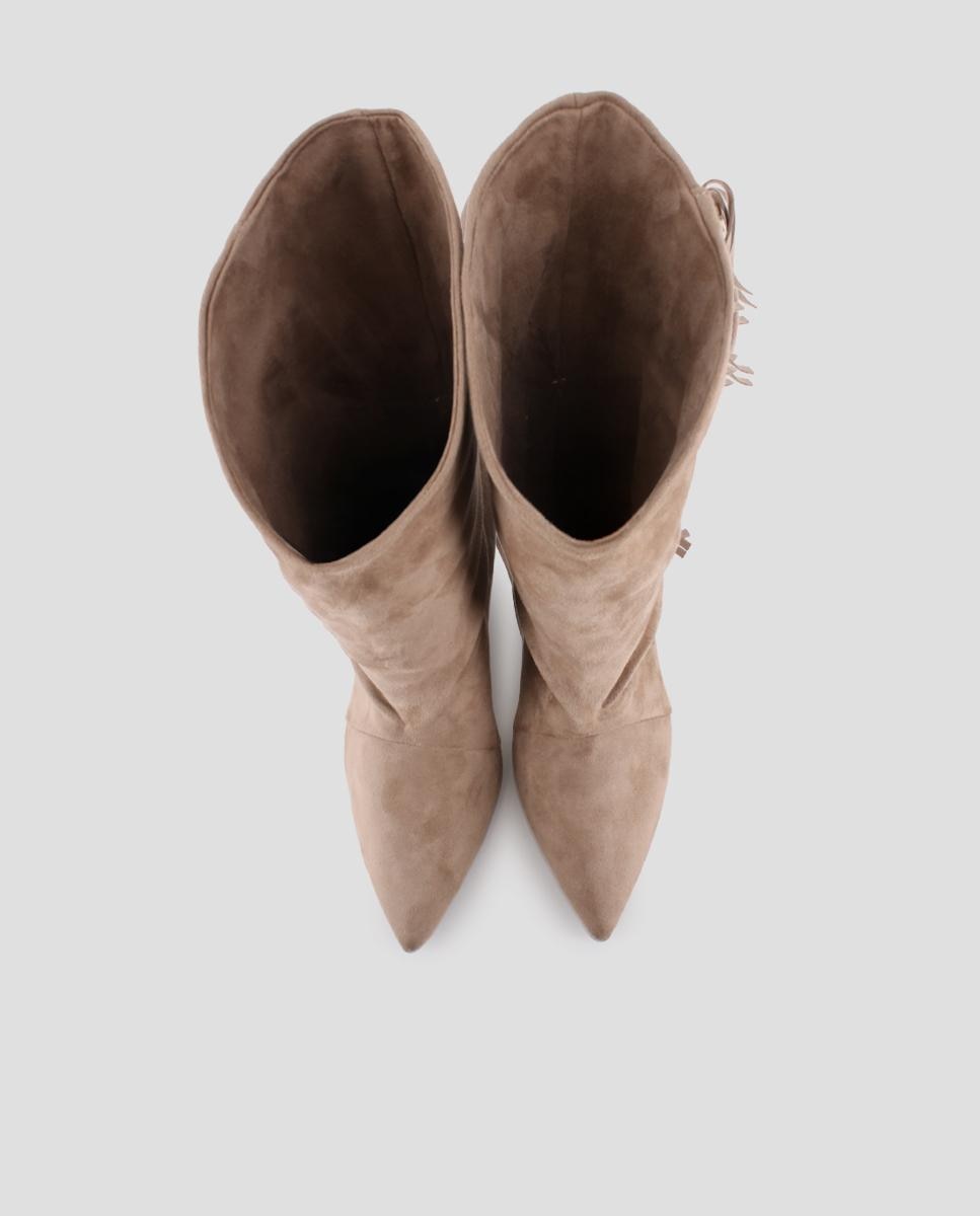 Botins Aretha de Salto com Franjas Camel-5