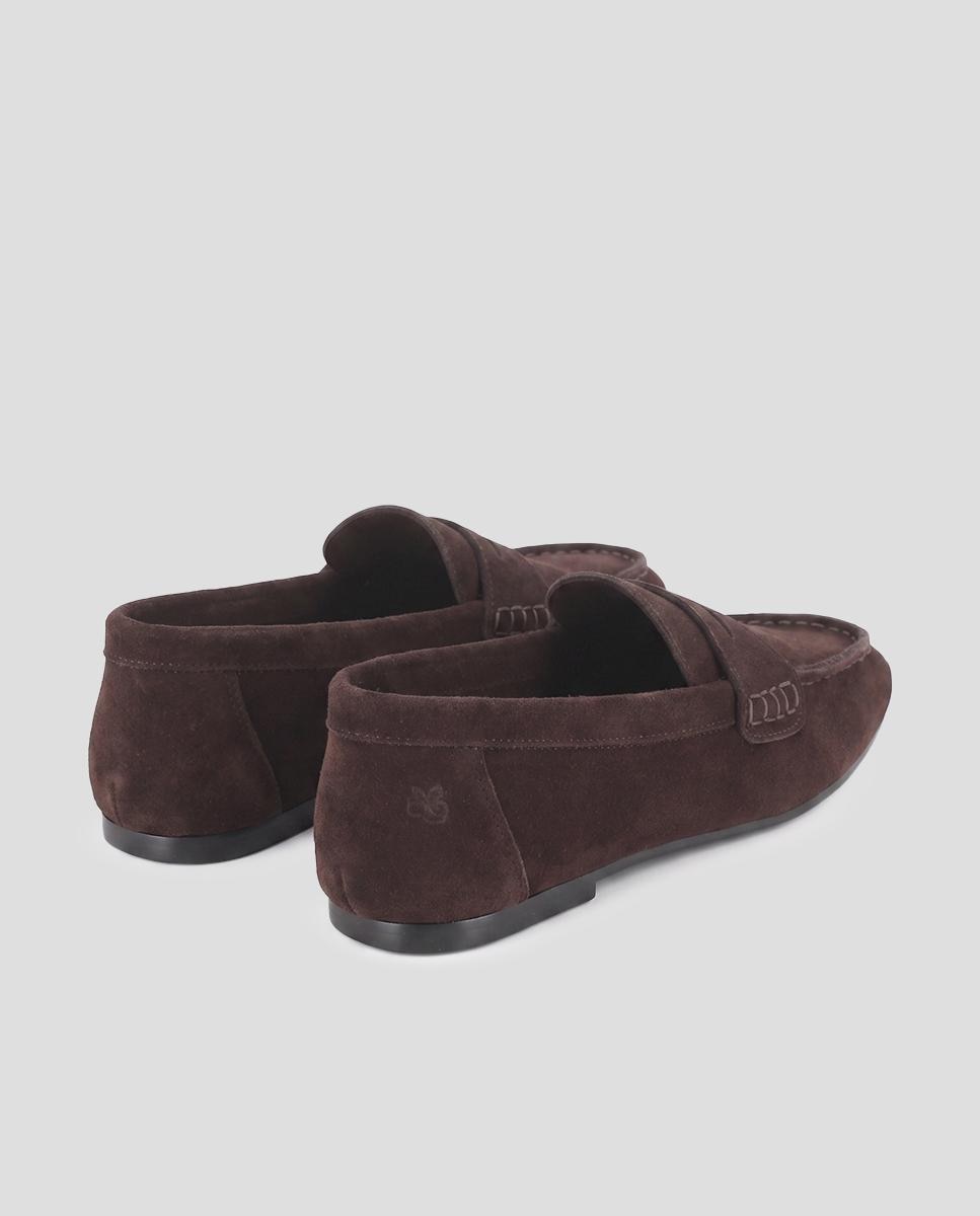 Mocassins Rasos Nael com Pele de Camurça Castanho-3