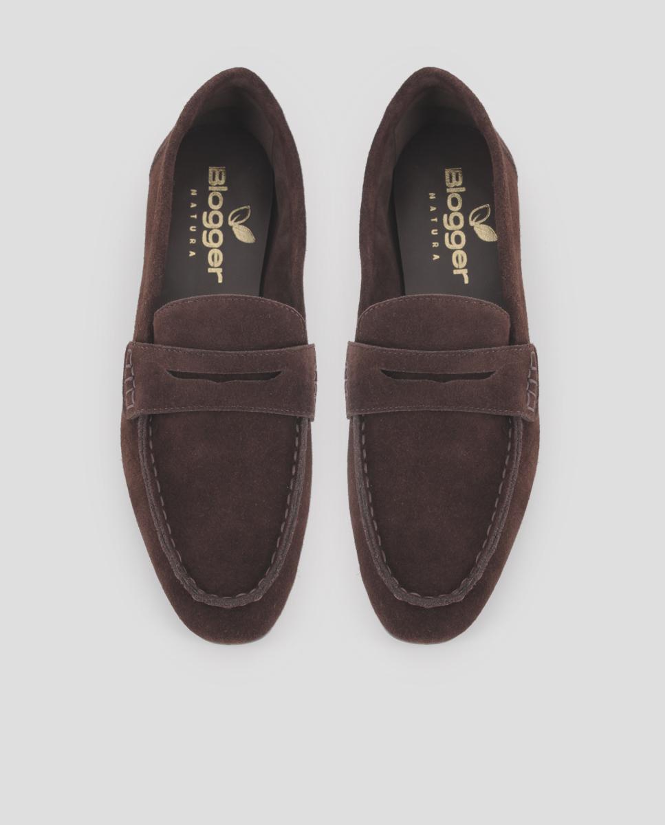 Mocassins Rasos Nael com Pele de Camurça Castanho-5