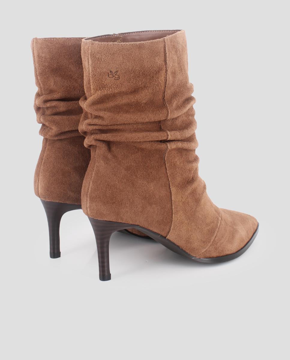 Botins Alani de Pele com Tacão Camel-3