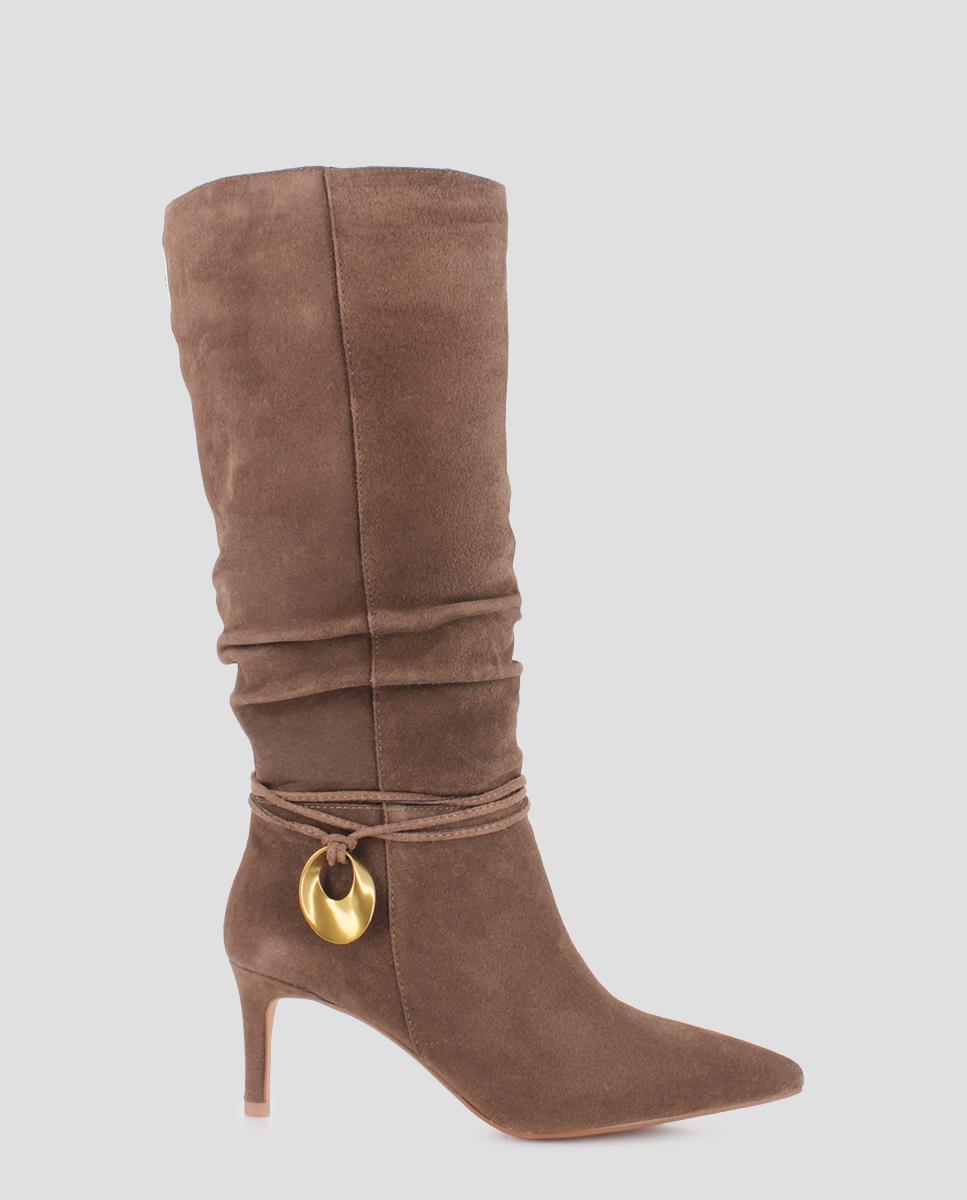 Imagem 0 de Botas Altas Kassia de Pele com Tacão