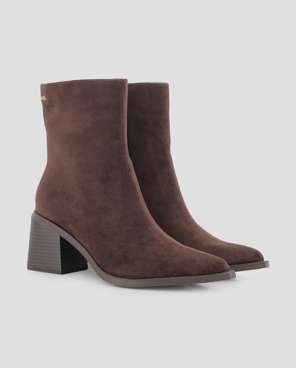 Botins Lydia com Tacão Médio Castanho-escuro-2