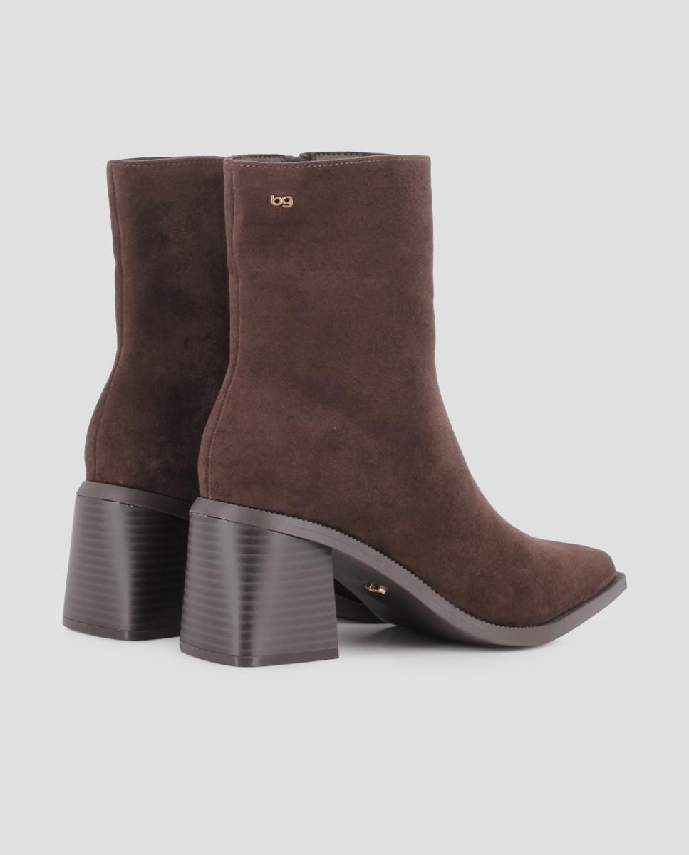 Botins Lydia com Tacão Médio Castanho-escuro-3