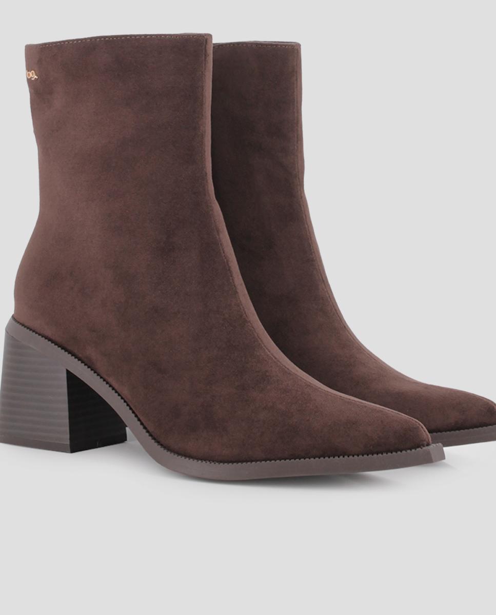 Botins Lydia com Tacão Médio Castanho-escuro-4