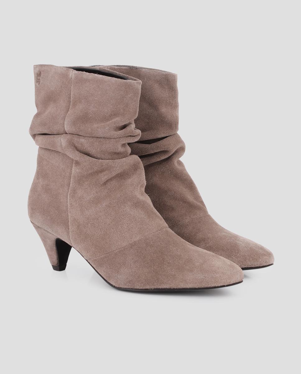 Botins de Pele Antea com Tacão Castanho-claro-2