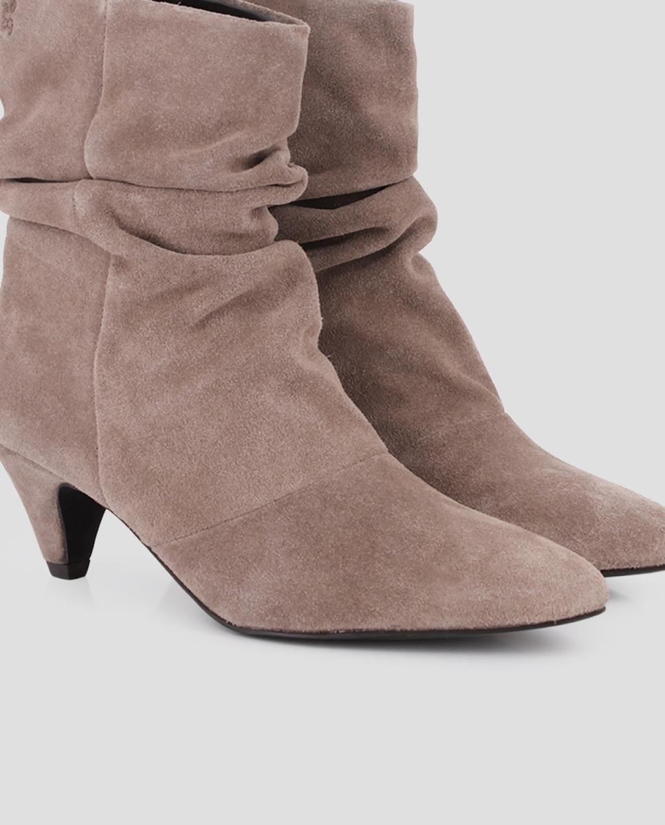 Botins de Pele Antea com Tacão Castanho-claro-4