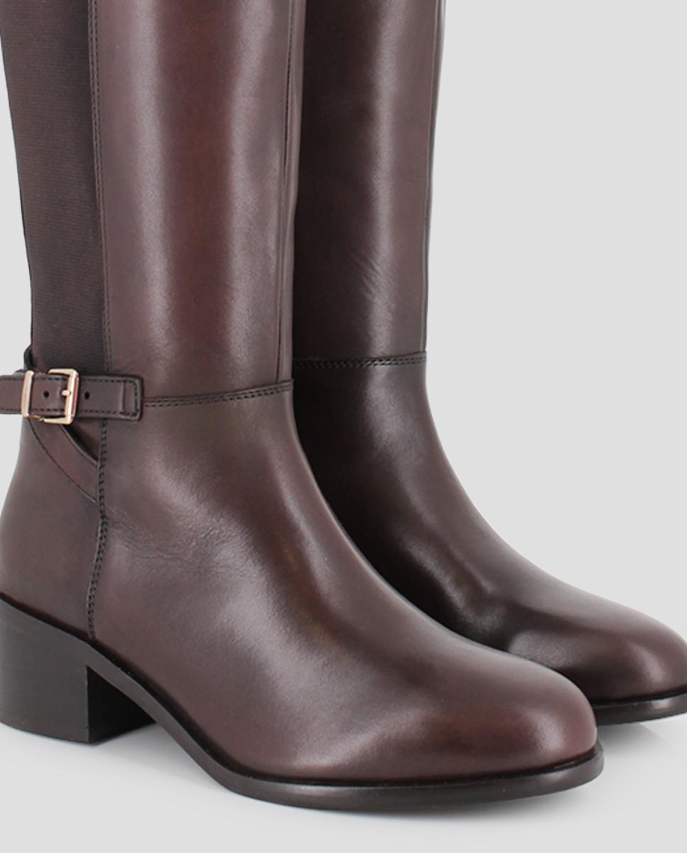 Botas Altas de Pele Jasmin 02 com Fivela Castanho-4