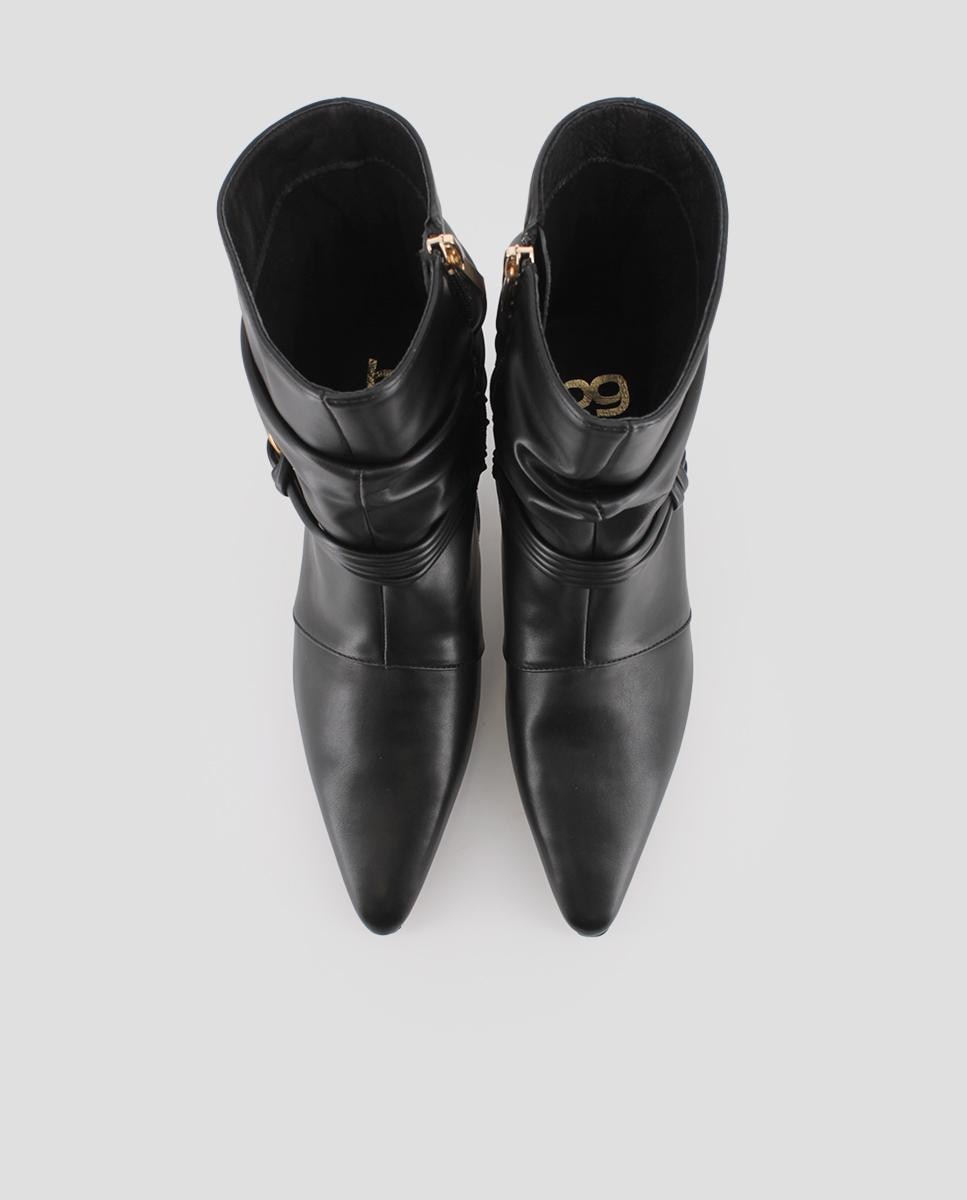 Botins Havana de Salto Médio com Fivela Preto-5