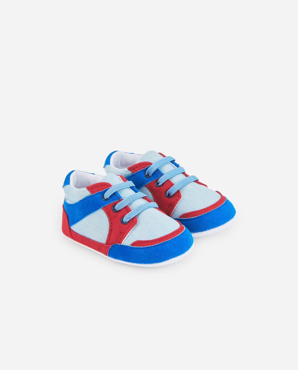 Sapatilhas Desportivas para Bebé em Azul e Vermelho com Atacadores Elásticos Azul-3