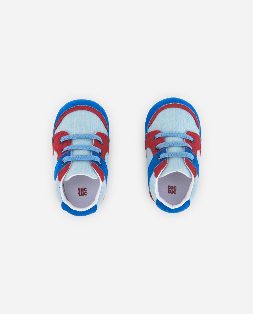 Sapatilhas Desportivas para Bebé em Azul e Vermelho com Atacadores Elásticos Azul-4