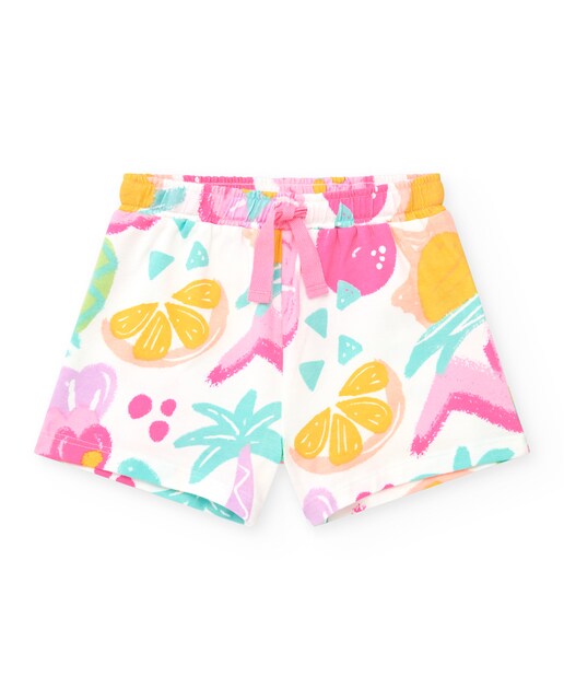 Imagem 0 de Calções Infantis com Frutas Tropicais e Cintura Ajustável