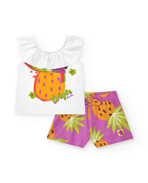 Imagem 0 de Conjunto Infantil de T-shirt com Folho e Calções Estampados