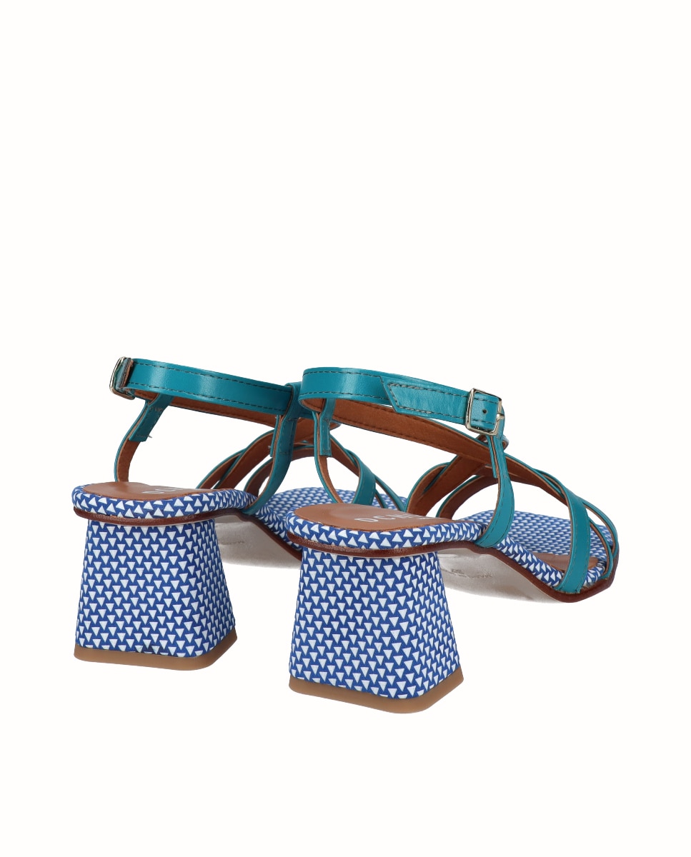 Sandálias de Tiras de Salto Azul-3