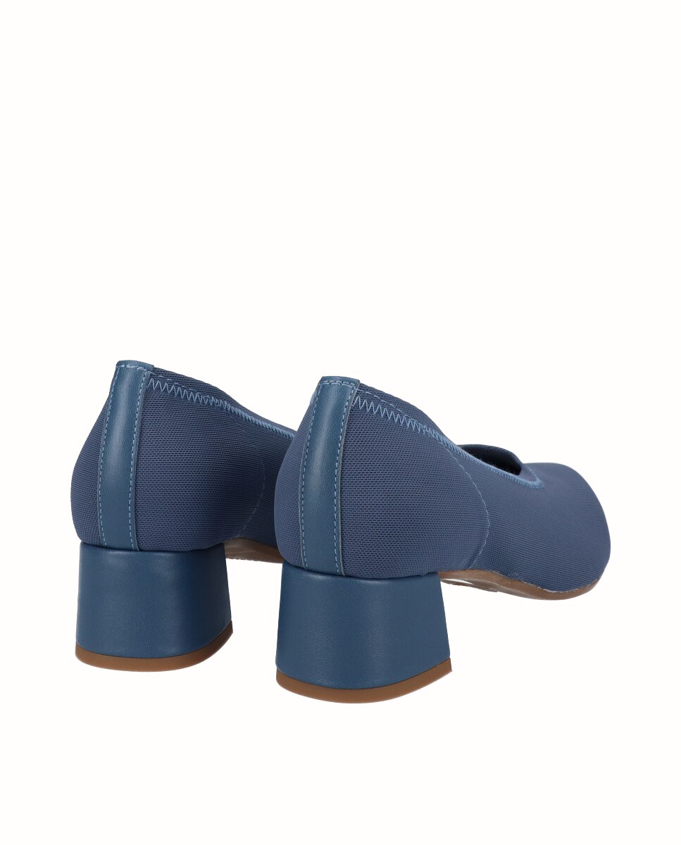 Sapatos de Salto de Lycra Azul denim-3