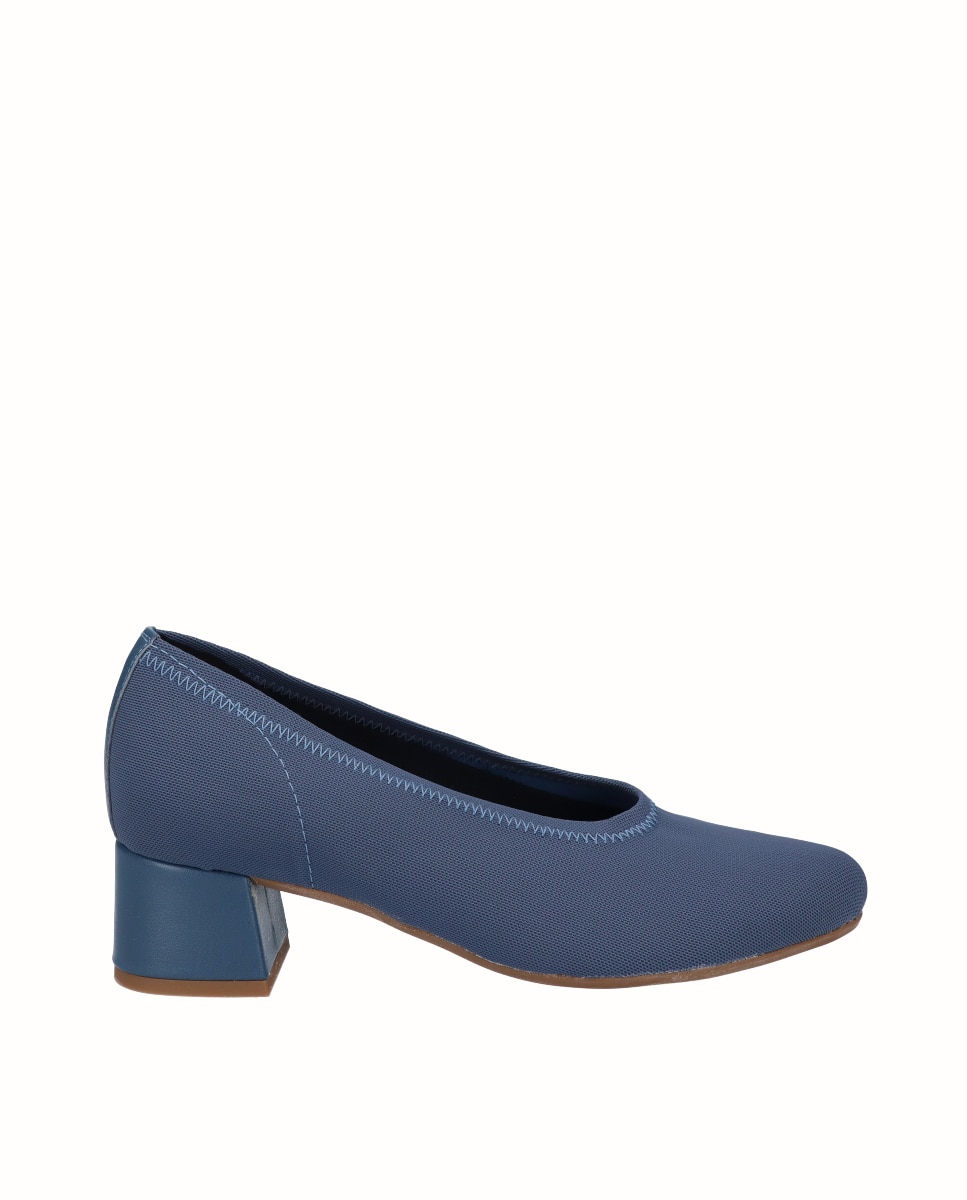 Sapatos de Salto de Lycra Azul denim-1