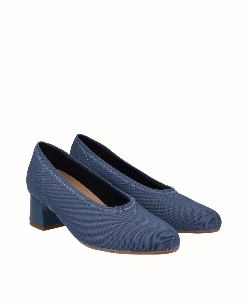 Sapatos de Salto de Lycra Azul denim-2