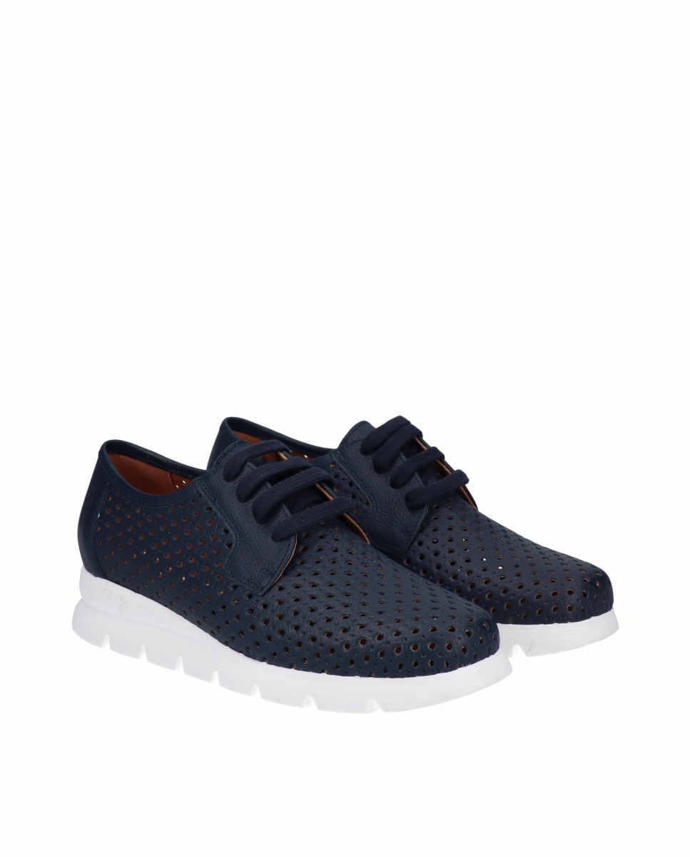 Sapatos Estilo Blucher de Pele Azul-marinho-2