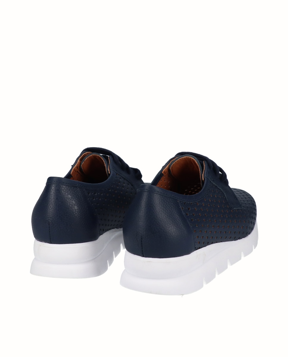 Sapatos Estilo Blucher de Pele Azul-marinho-3