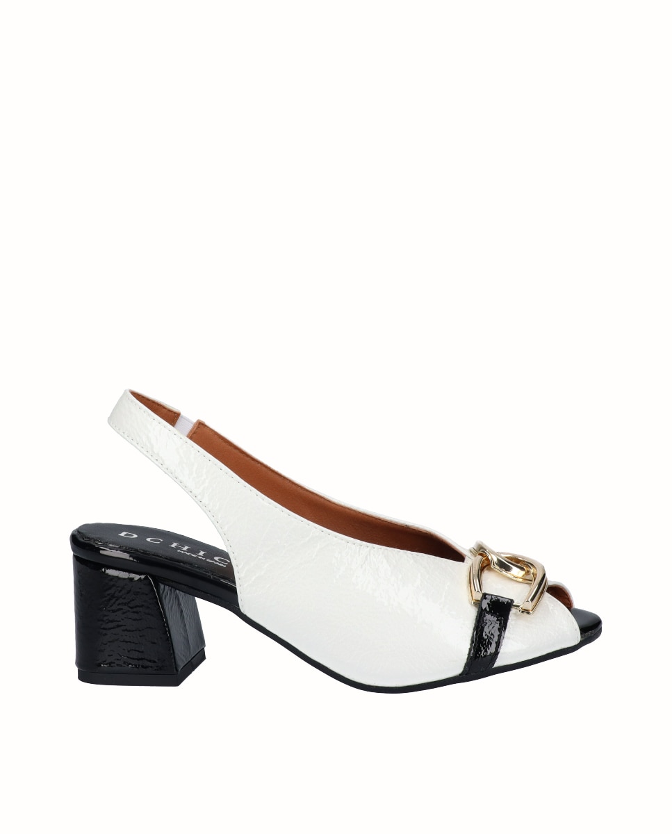 Imagem 0 de Sapatos de Salto Peep Toes de Verniz