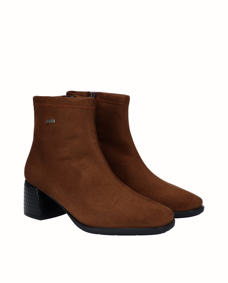 Botins Básicos de Salto em Lycra Tabaco-2