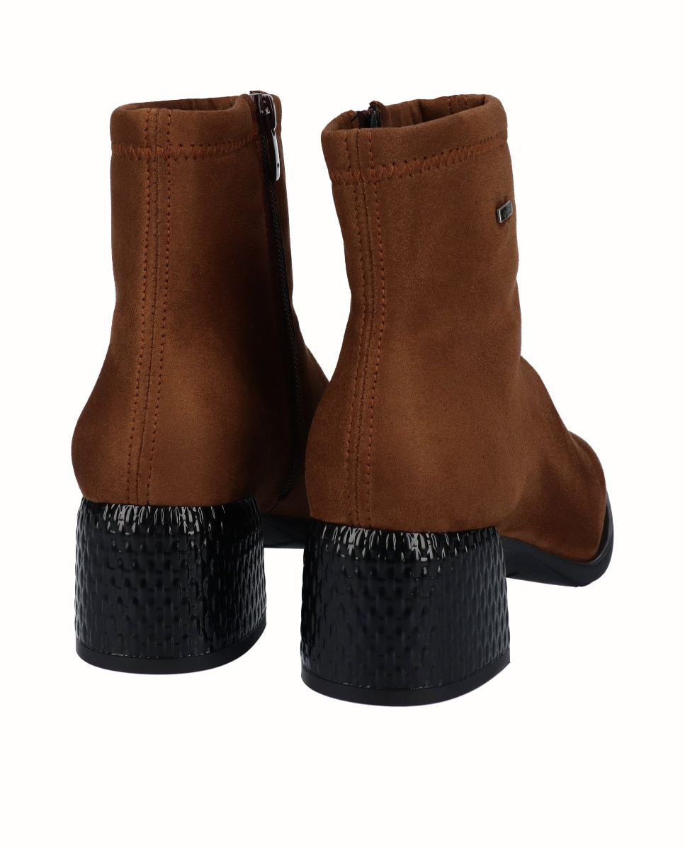 Botins Básicos de Salto em Lycra Tabaco-3