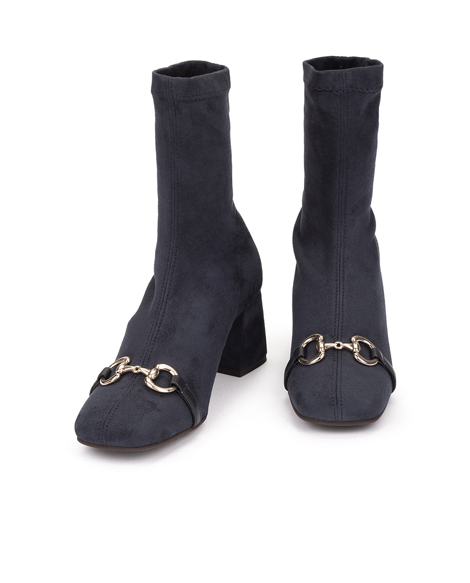 Botas de tornozelo de tecido azul-marinho feminino 3