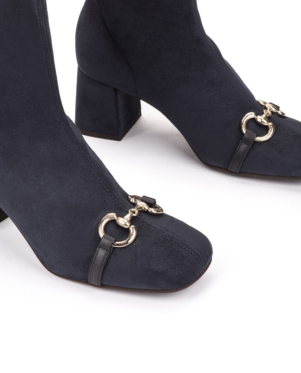 Botas de tornozelo de tecido azul-marinho feminino 4