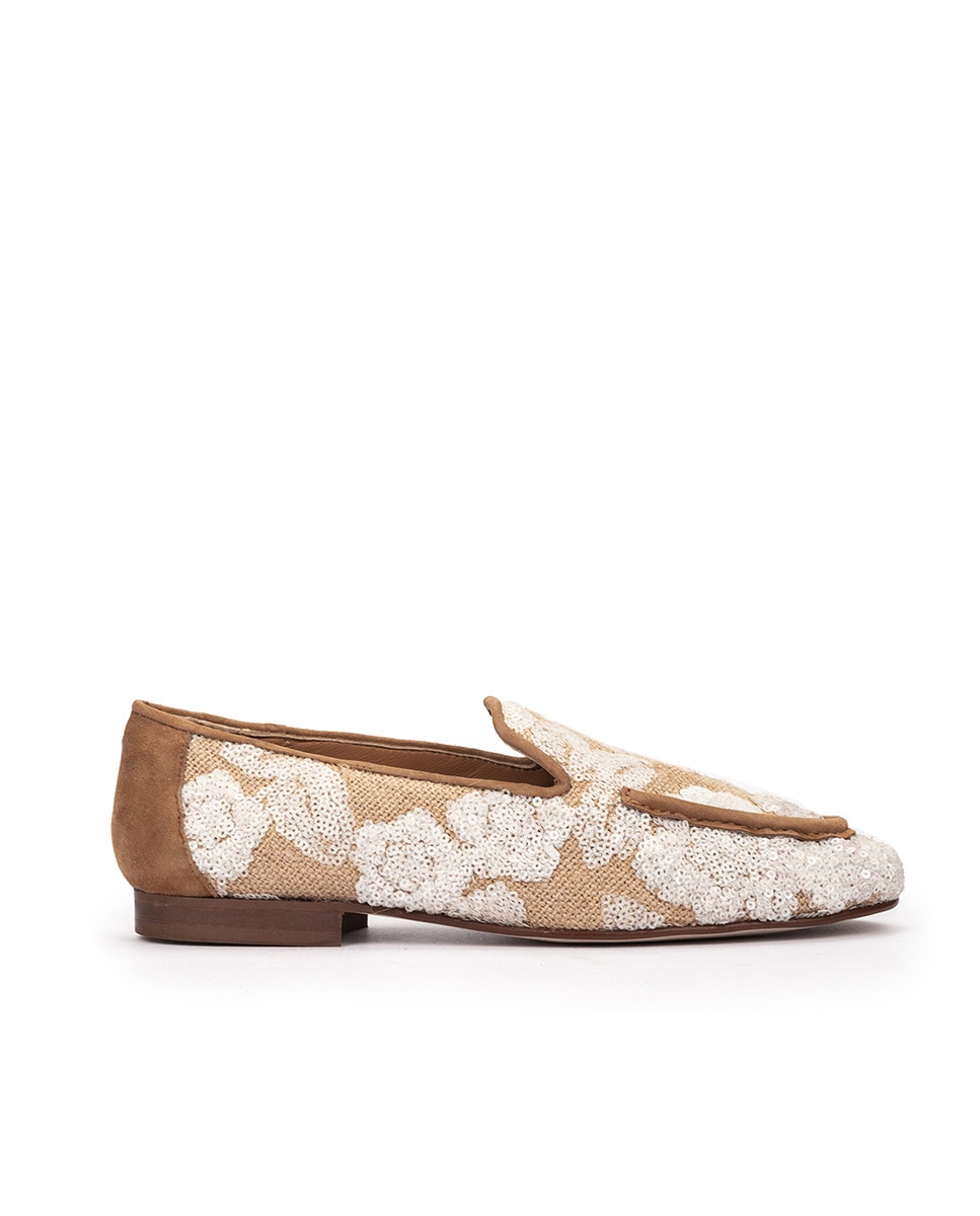 Mocassins com Detalhes Fantasia e Debrum Castanho / Branco gasto-1