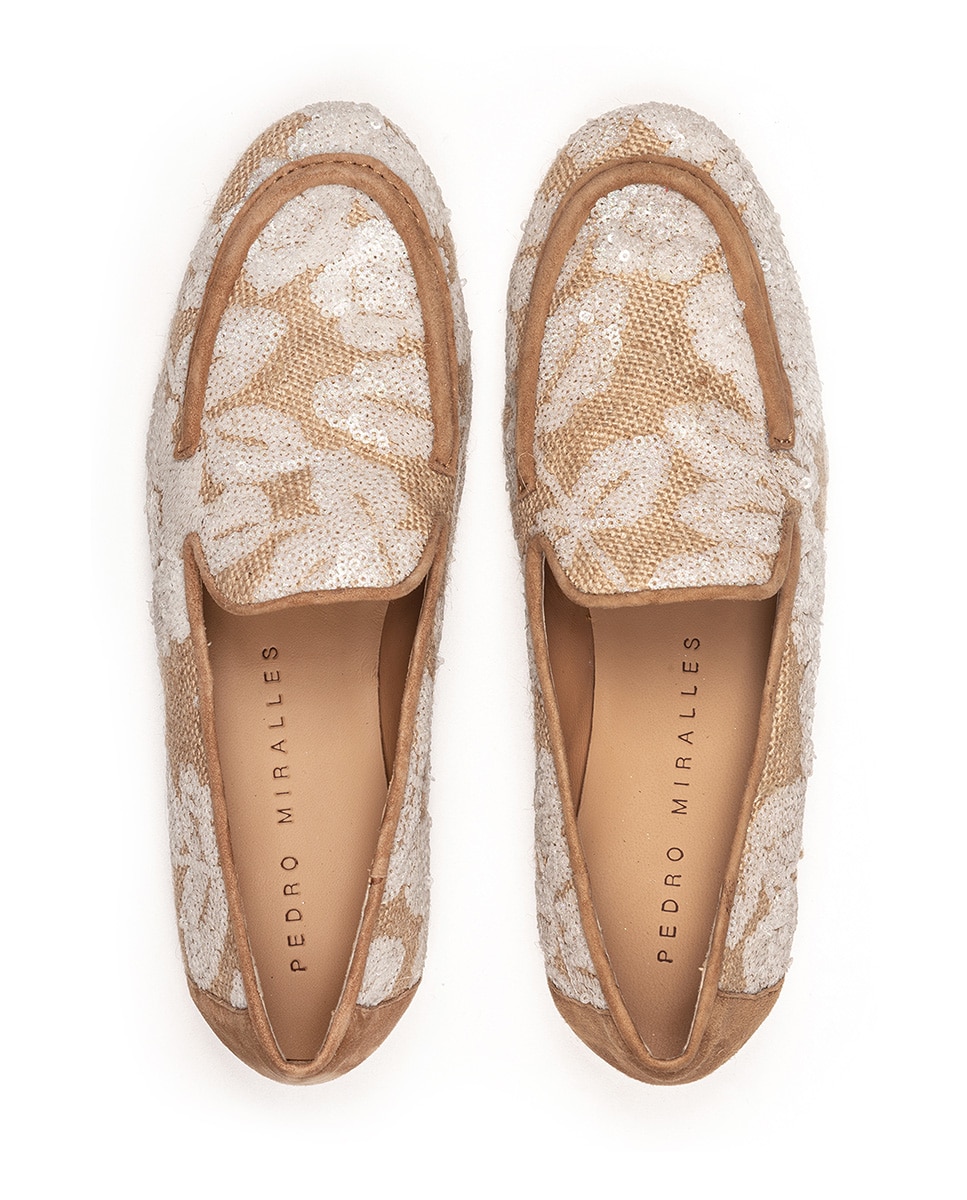 Mocassins com Detalhes Fantasia e Debrum Castanho / Branco gasto-3