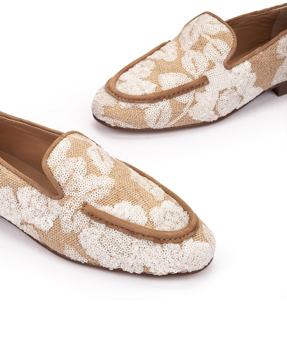 Mocassins com Detalhes Fantasia e Debrum Castanho / Branco gasto-4