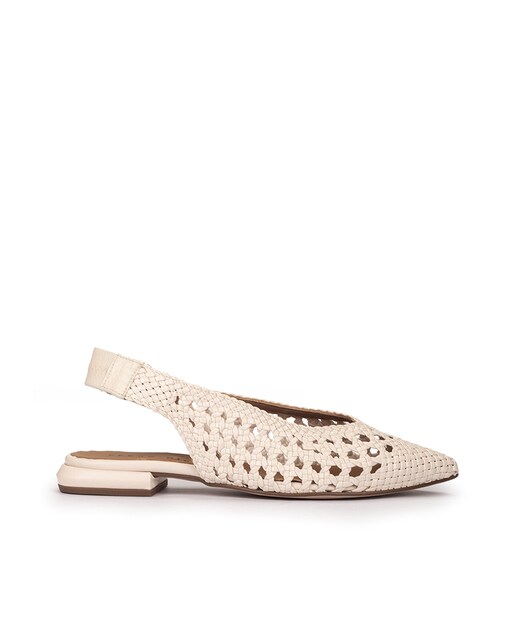 Imagem 0 de Sapatos Rasos com o Calcanhar Aberto de Pele Entrançada - Branco
