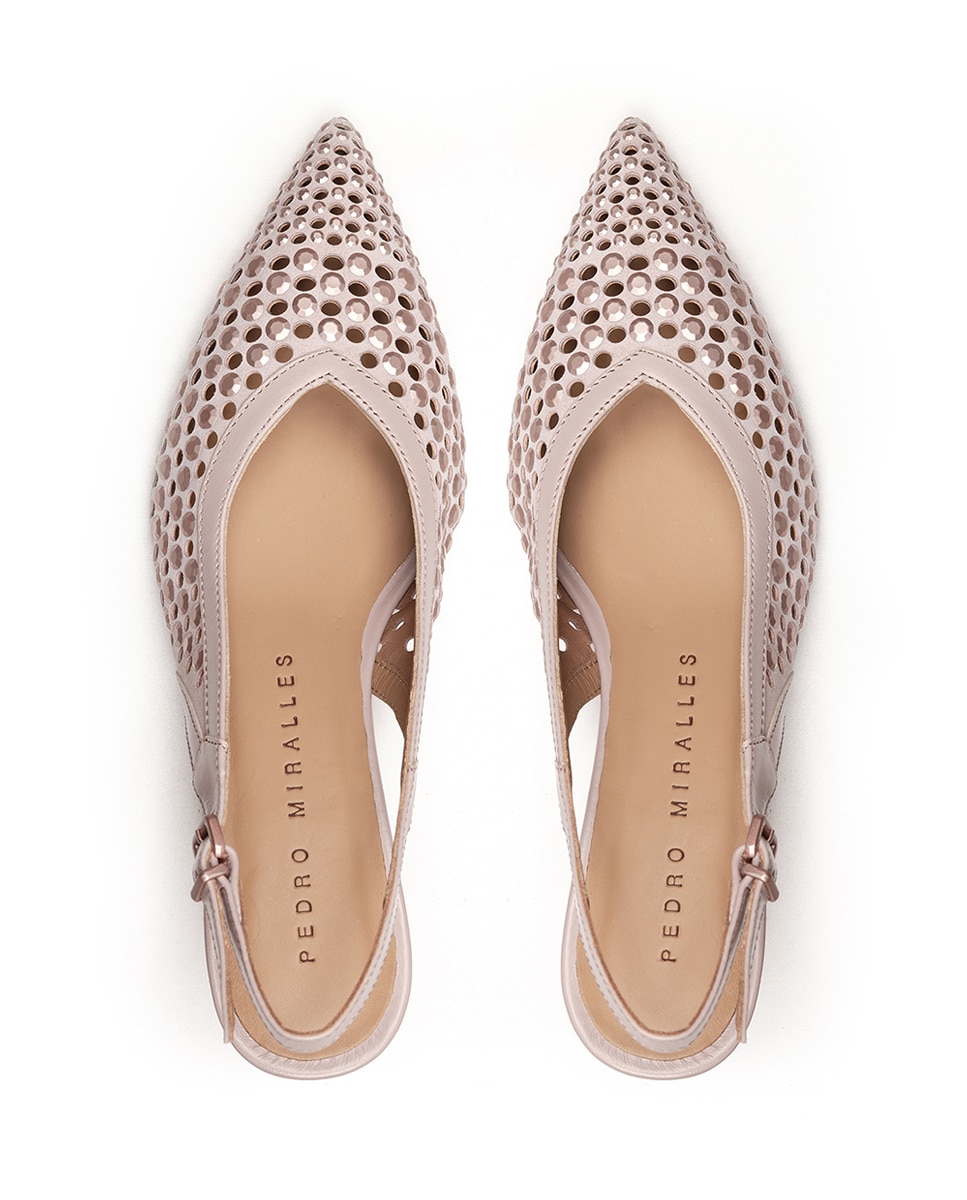 Sapatos de Salto Midi com Adornos Brilhantes Nude-3