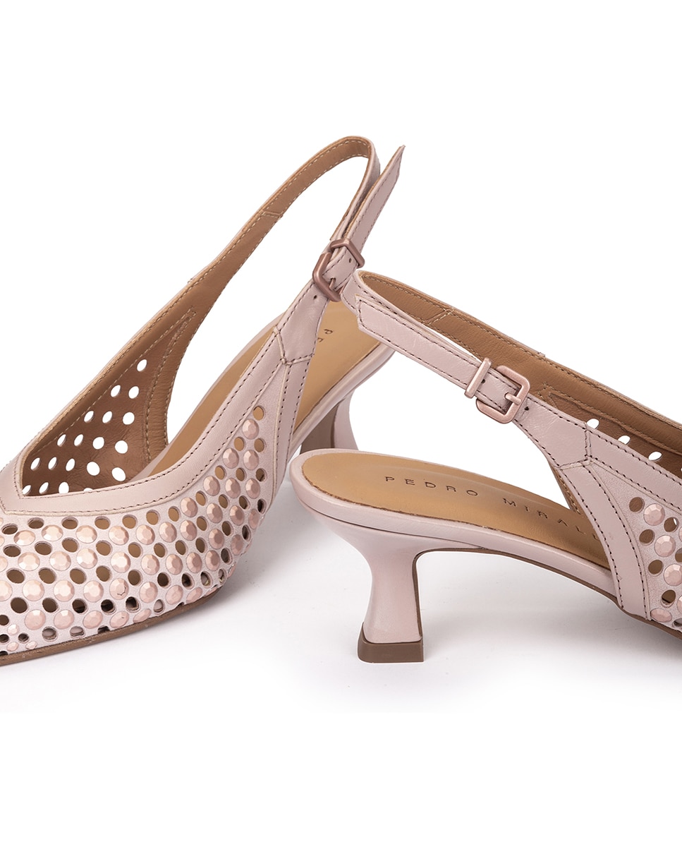 Sapatos de Salto Midi com Adornos Brilhantes Nude-4