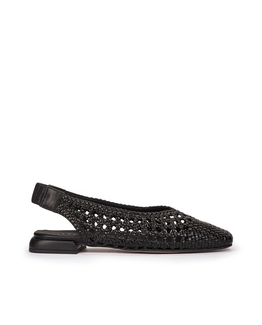 Imagem 0 de Sapatos Rasos de Pele Entrançada com Calcanhar Aberto