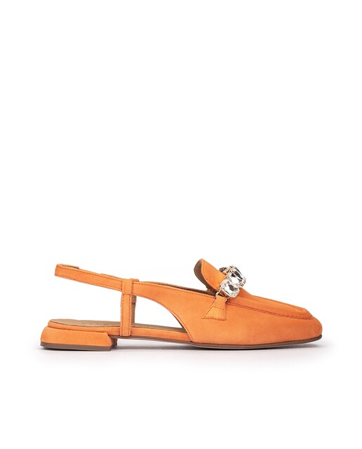 Imagem 0 de Sapatos Rasos com o Calcanhar Aberto de Camurça em Laranja