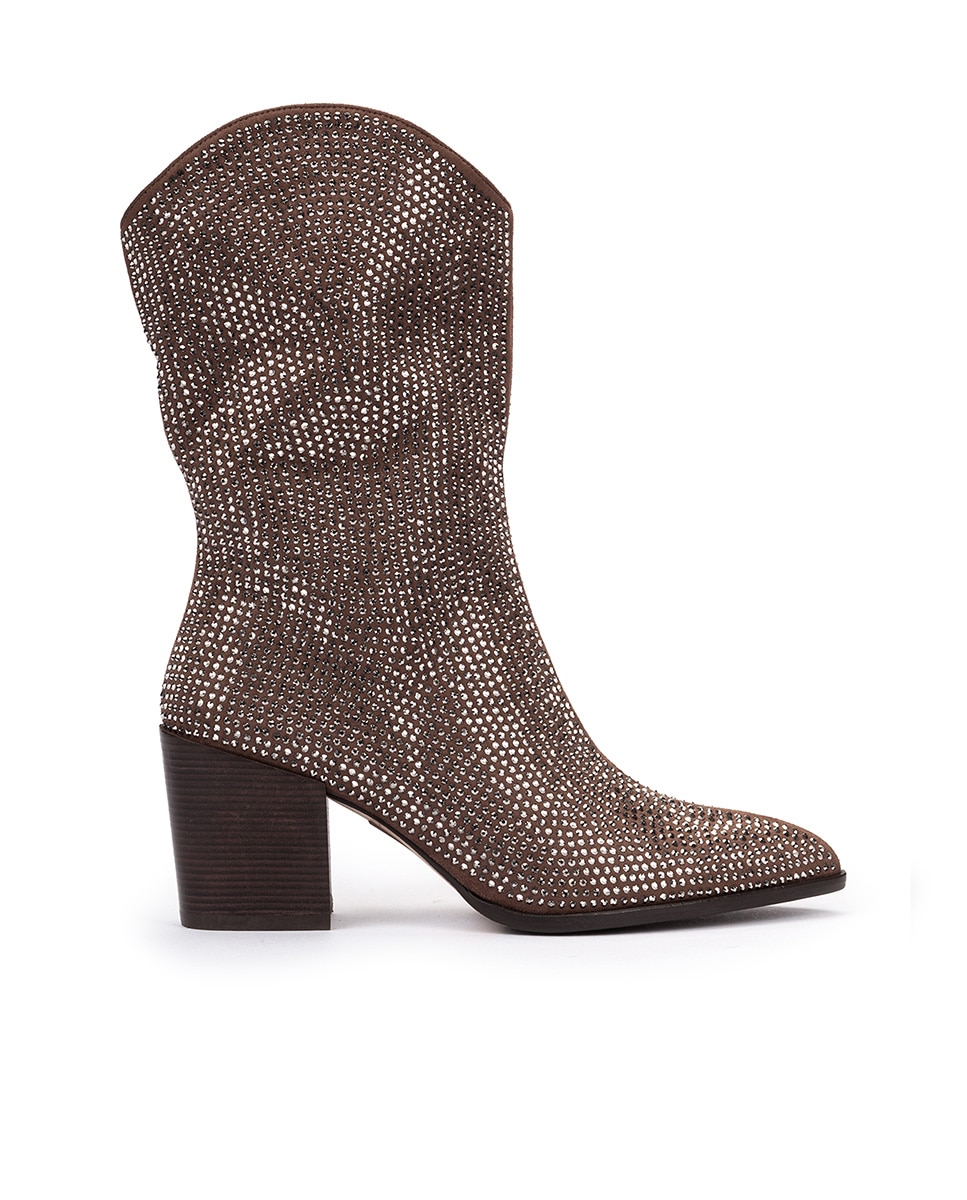 Botas Estilo Cowboy com Brilhos Castanho-1