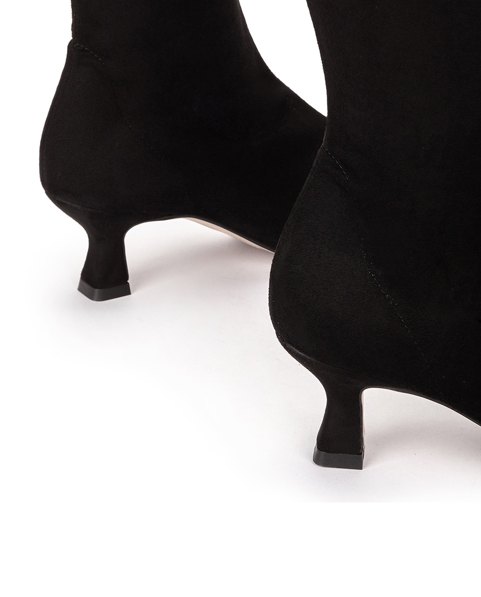Botas de Salto em Tecido Elástico Efeito Camurça Preto-4
