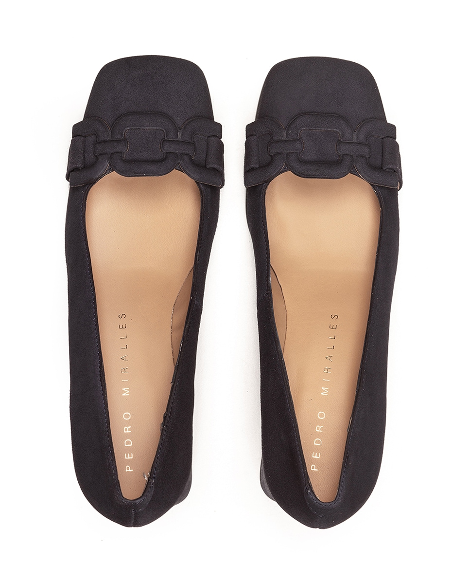 Sapatos de Salto com Tacão de Camurça Azul-marinho-3